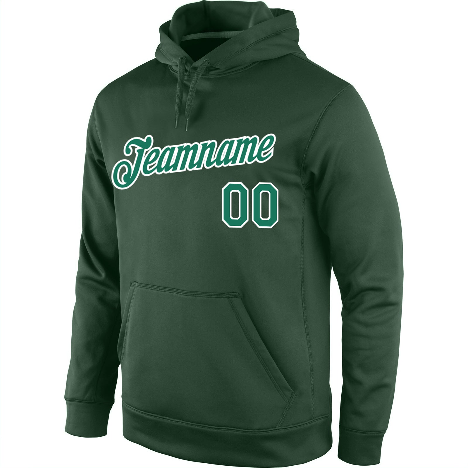 Custom Stitched Green Kelly Green-White Sports Pullover Sweatshirt Hoodie view 2