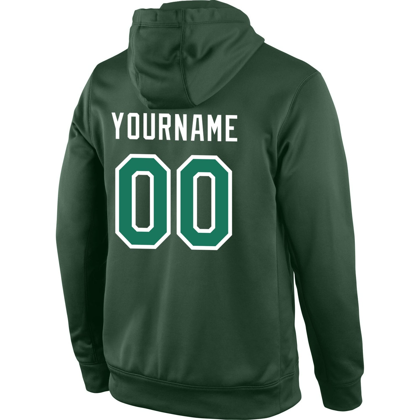 Custom Stitched Green Kelly Green-White Sports Pullover Sweatshirt Hoodie view 3