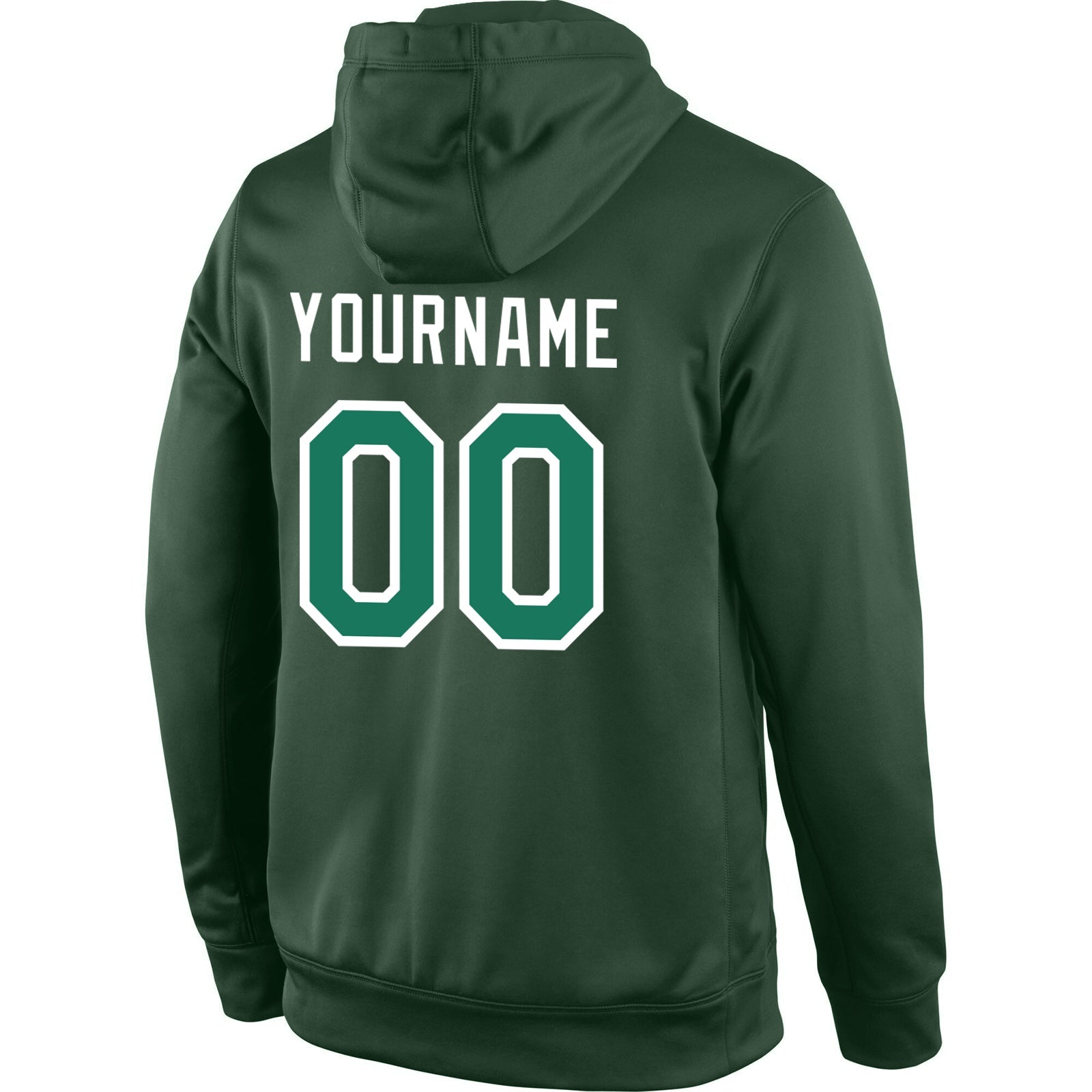 Custom Stitched Green Kelly Green-White Sports Pullover Sweatshirt Hoodie view 3