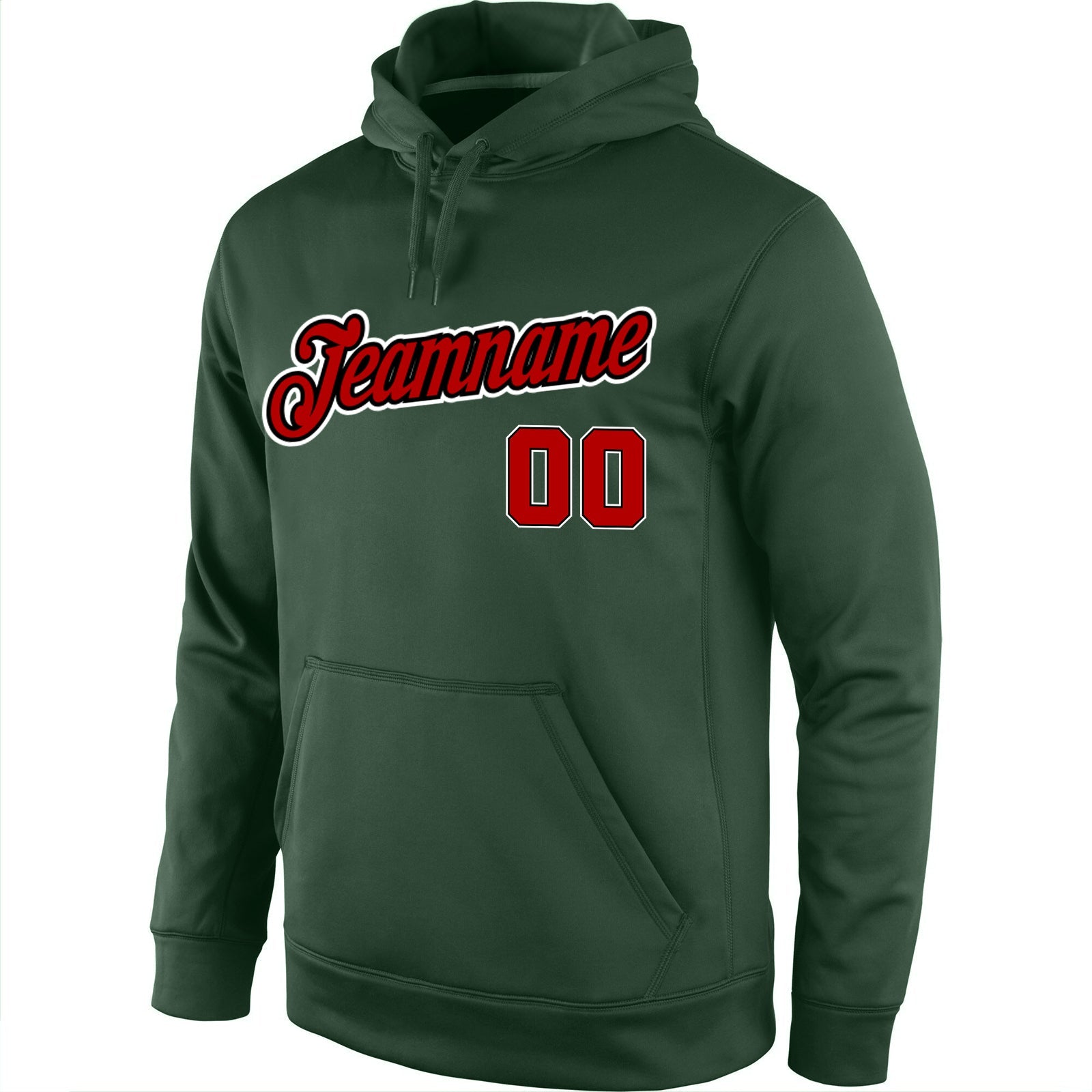 Custom Stitched Green Red-Black Sports Pullover Sweatshirt Hoodie view 2