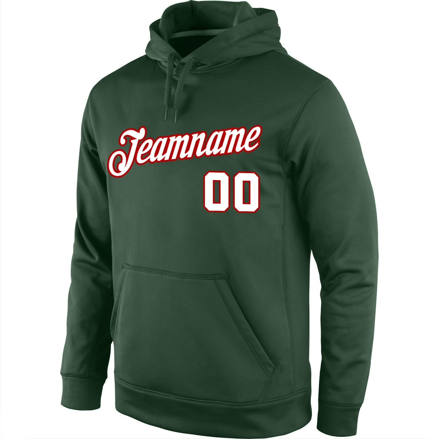 Custom Stitched Green White-Red Sports Pullover Sweatshirt Hoodie view 2