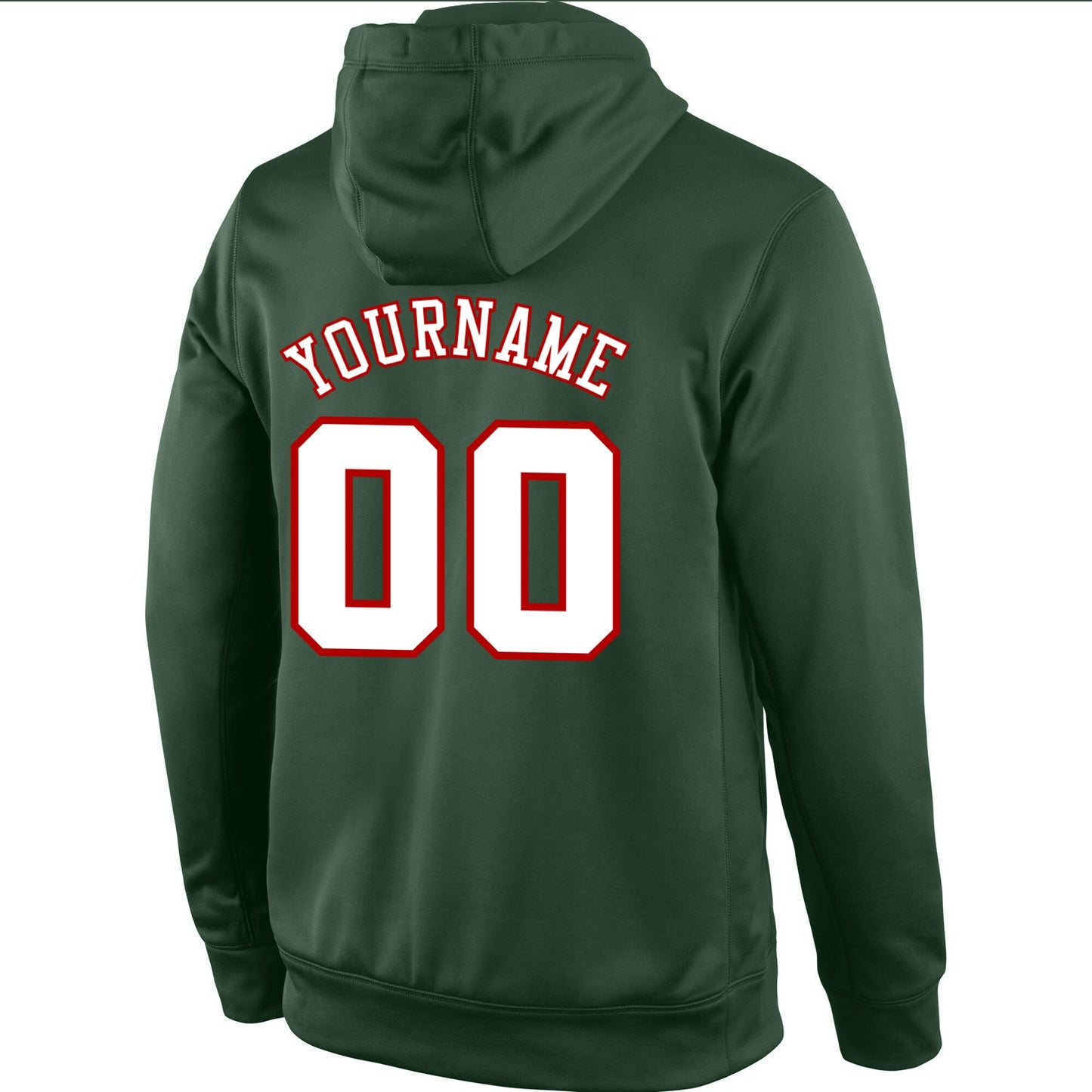 Custom Stitched Green White-Red Sports Pullover Sweatshirt Hoodie view 3
