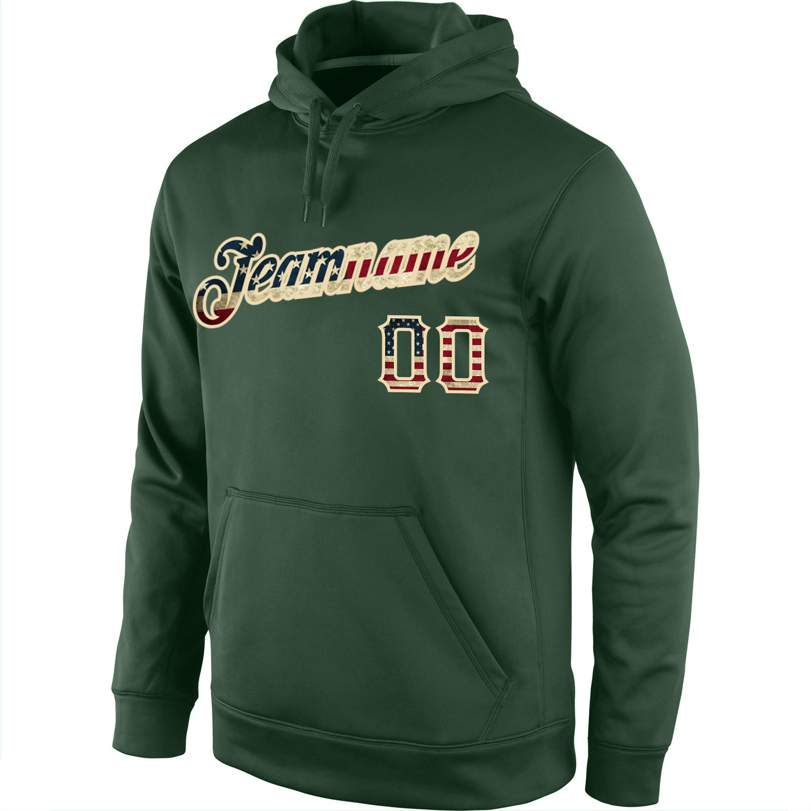 Custom Stitched Green Vintage USA Flag-Cream Sports Pullover Sweatshirt Hoodie view 2