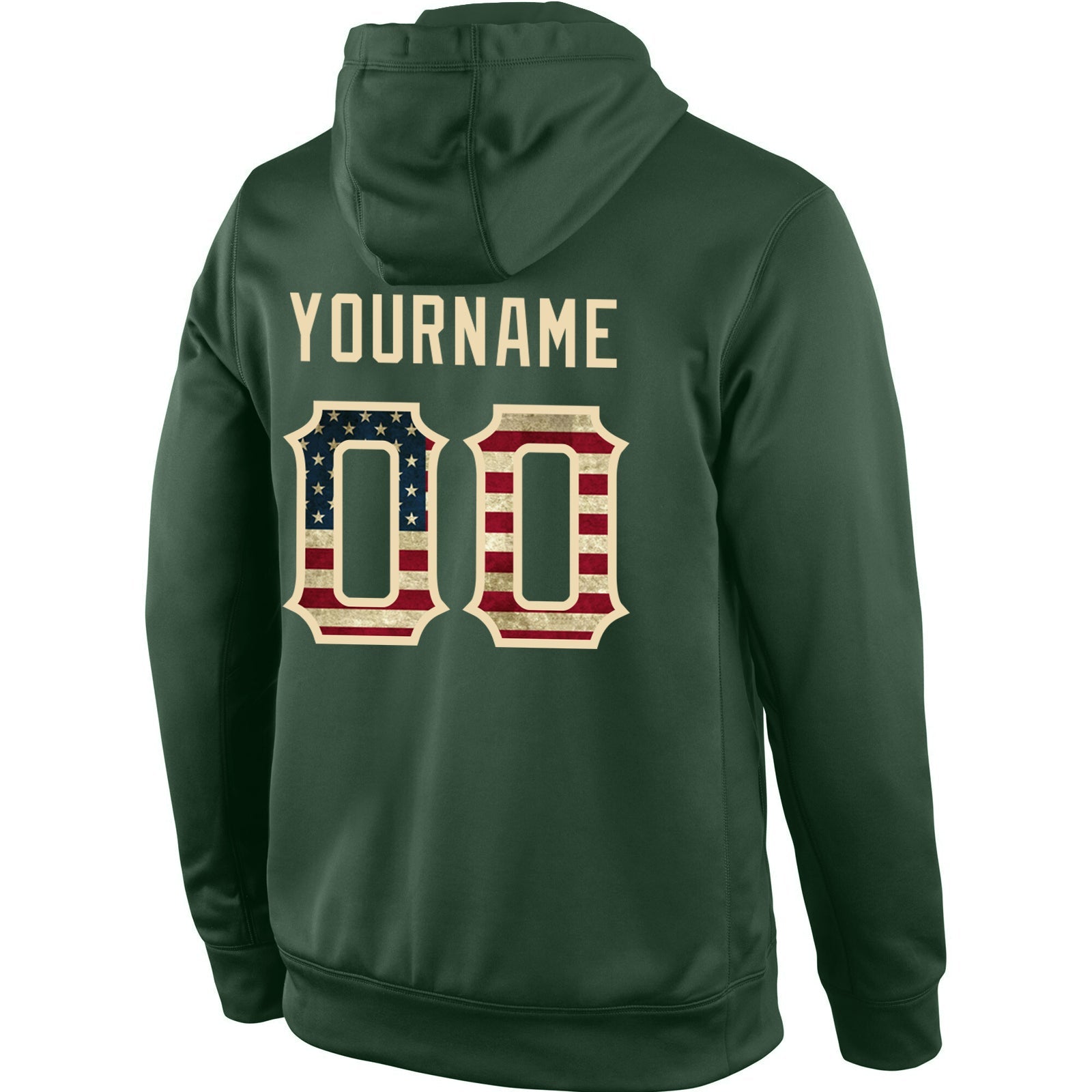 Custom Stitched Green Vintage USA Flag-Cream Sports Pullover Sweatshirt Hoodie view 3