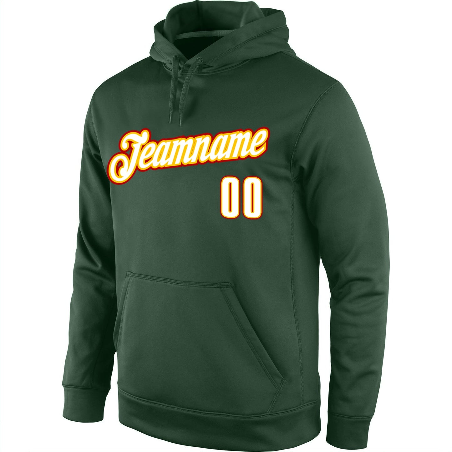 Custom Stitched Green White-Red Sports Pullover Sweatshirt Hoodie view 2