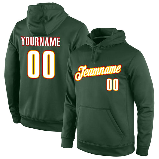 Custom Stitched Green White-Red Sports Pullover Sweatshirt Hoodie - Main View