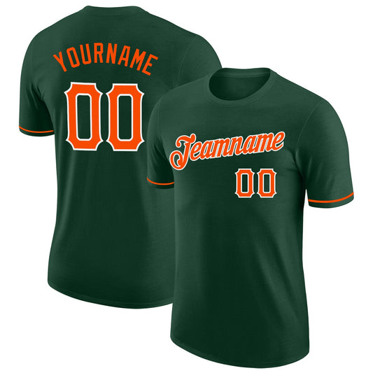 Custom Green Orange-White Performance T-Shirt - Main View
