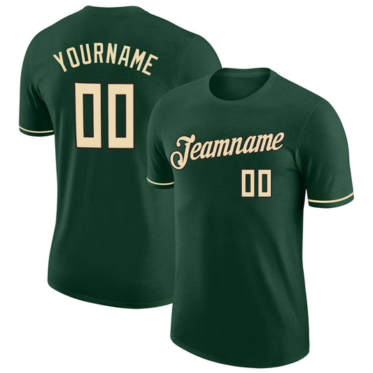 Custom Green Cream-Black Performance T-Shirt - Main View