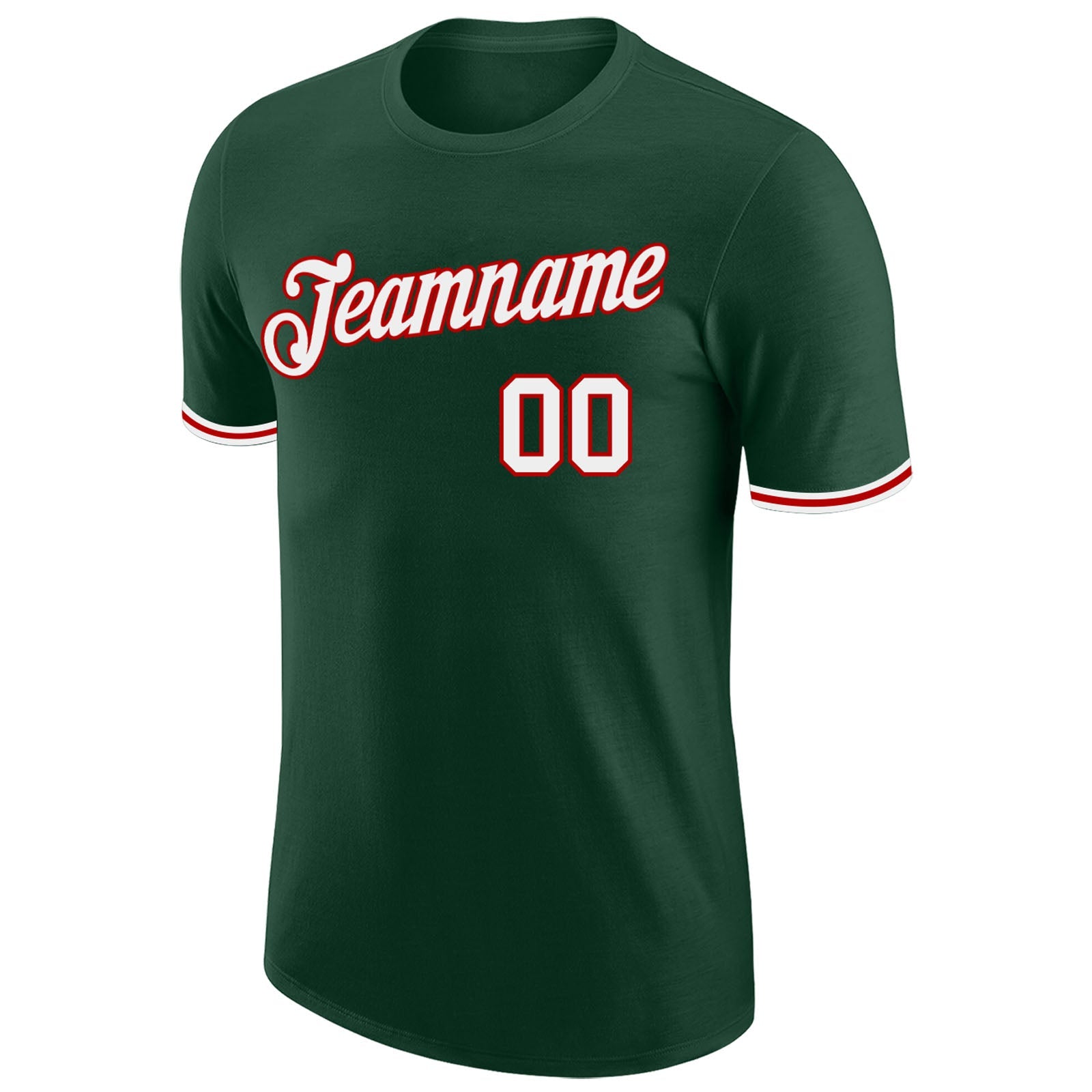 Custom Green White-Red Performance T-Shirt view 5