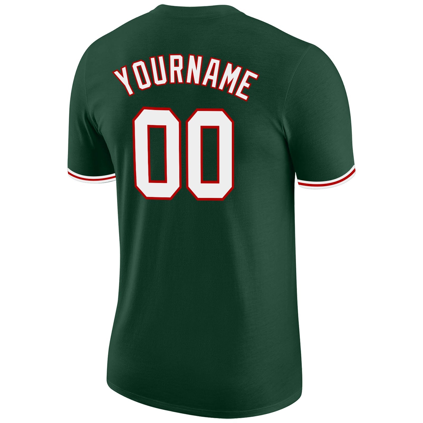 Custom Green White-Red Performance T-Shirt view 6