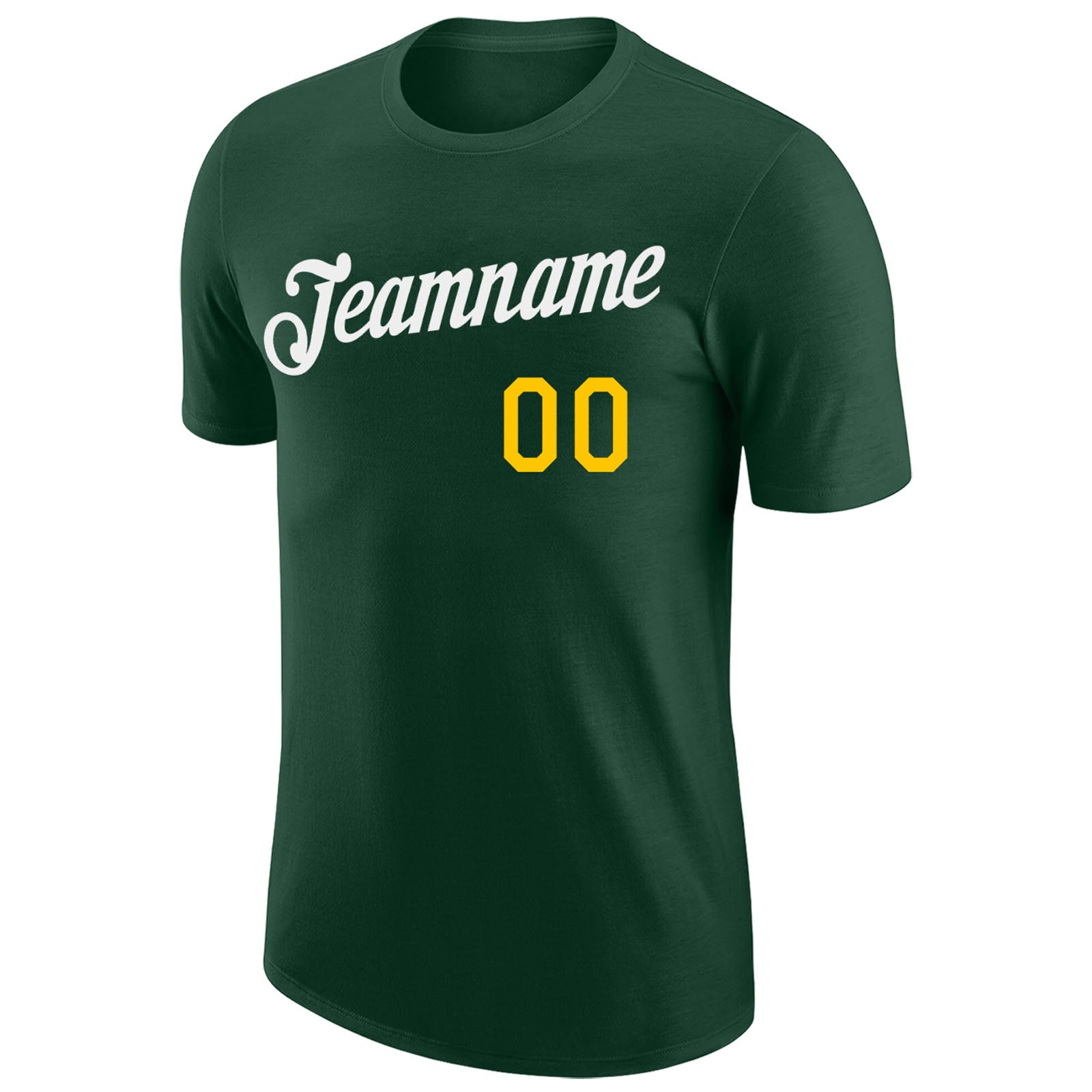 Custom Green White-Gold Performance T-Shirt view 5