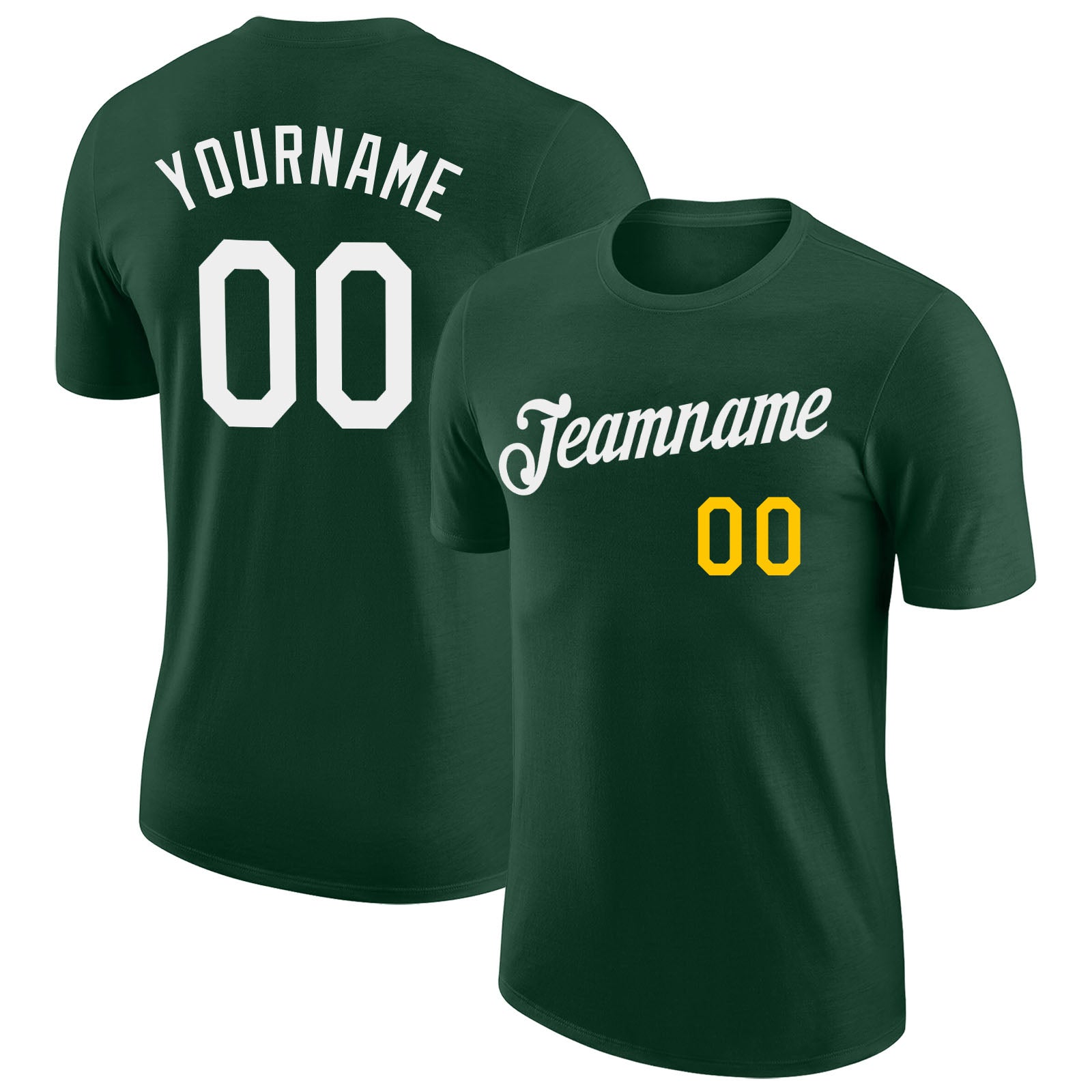 Custom Green White-Gold Performance T-Shirt - Main View