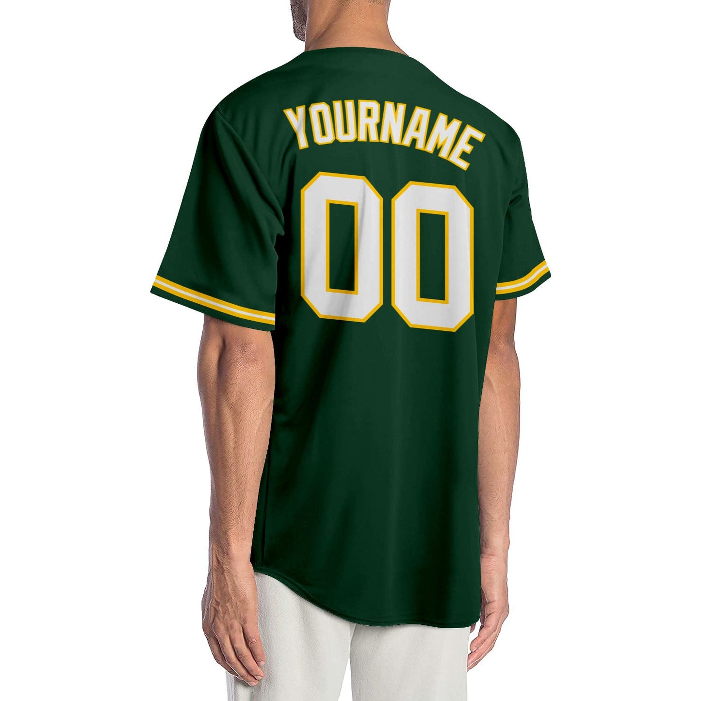 Custom Green White-Gold Authentic Baseball Jersey view 2