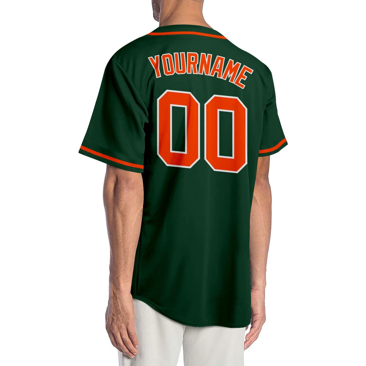Custom Green Orange-White Authentic Baseball Jersey view 2