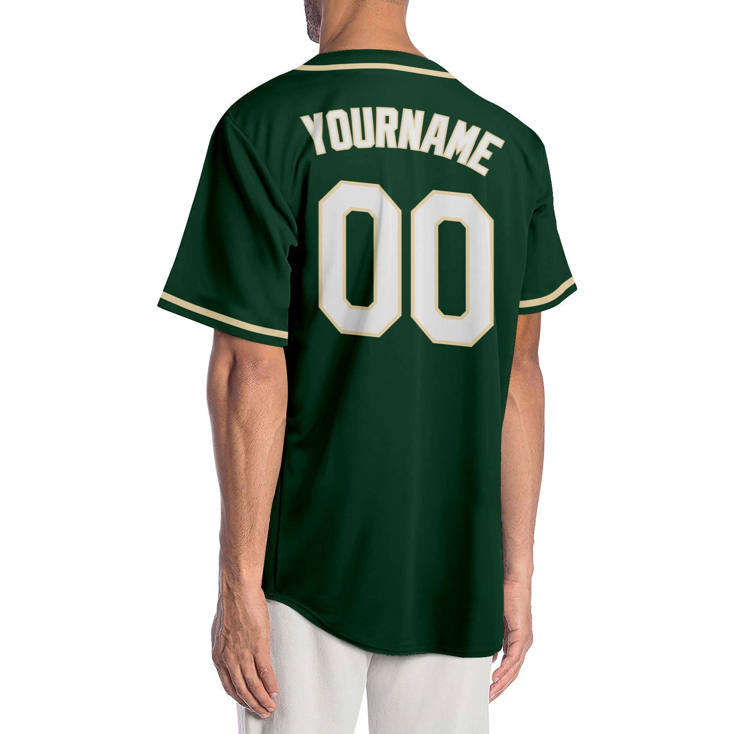 Custom Green White-Cream Authentic Baseball Jersey view 2