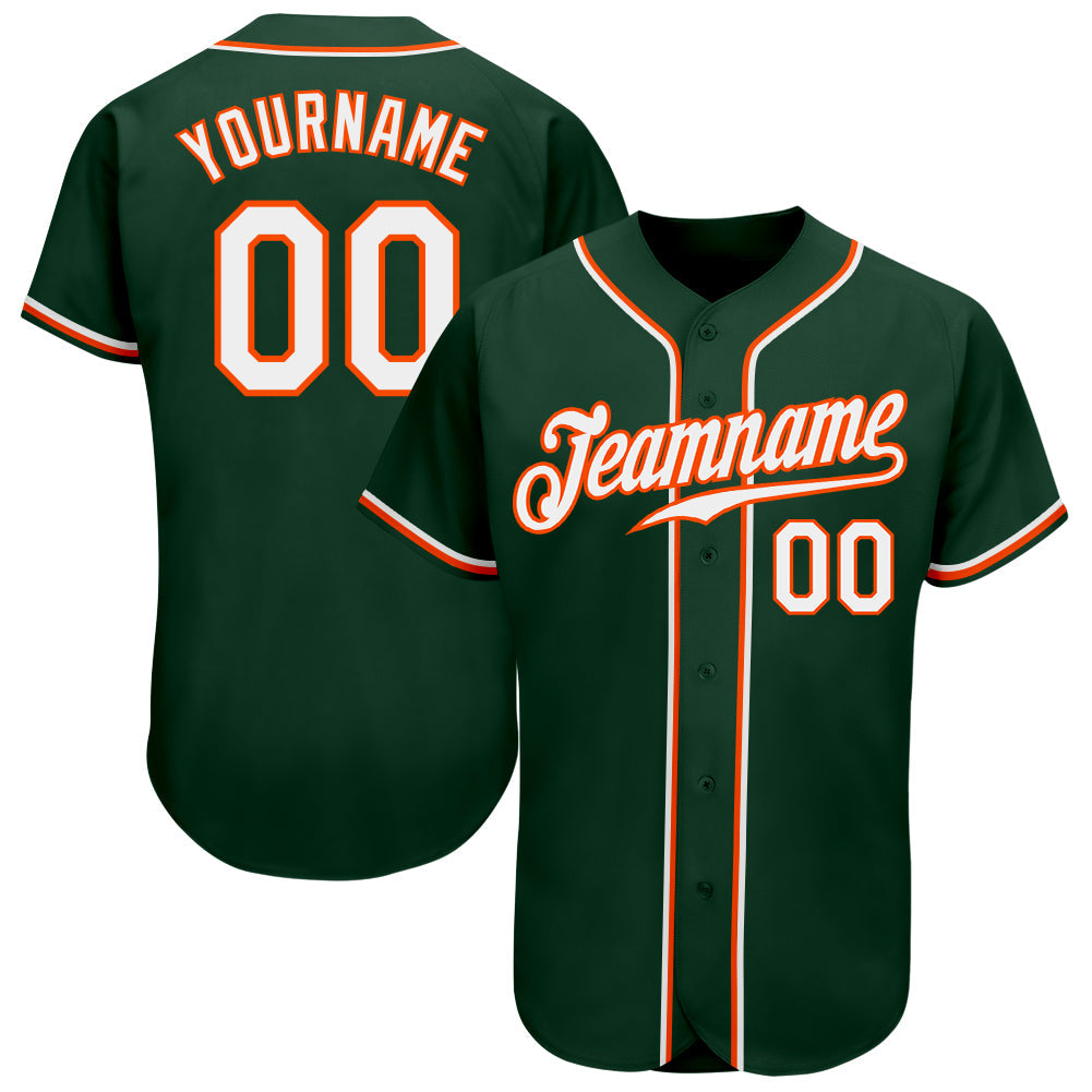 Custom Green White-Orange Authentic Baseball Jersey - Main View