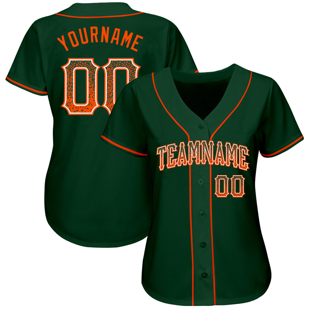 Custom Green Orange-White Authentic Drift Fashion Baseball Jersey view 2