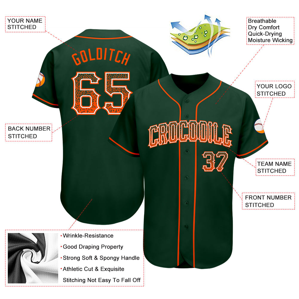 Custom Green Orange-White Authentic Drift Fashion Baseball Jersey view 3