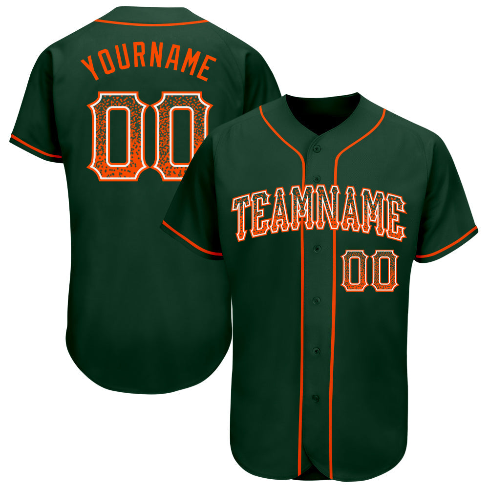 Custom Green Orange-White Authentic Drift Fashion Baseball Jersey - Main View