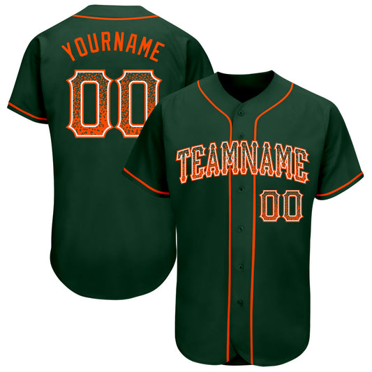 Custom Green Orange-White Authentic Drift Fashion Baseball Jersey - Main View