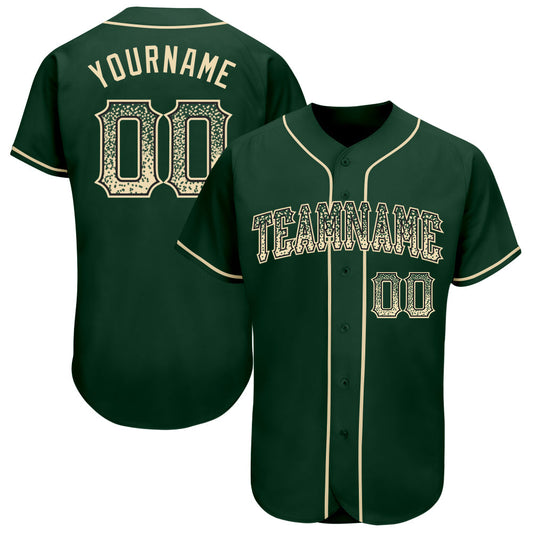 Custom Green Cream-Black Authentic Drift Fashion Baseball Jersey - Main View