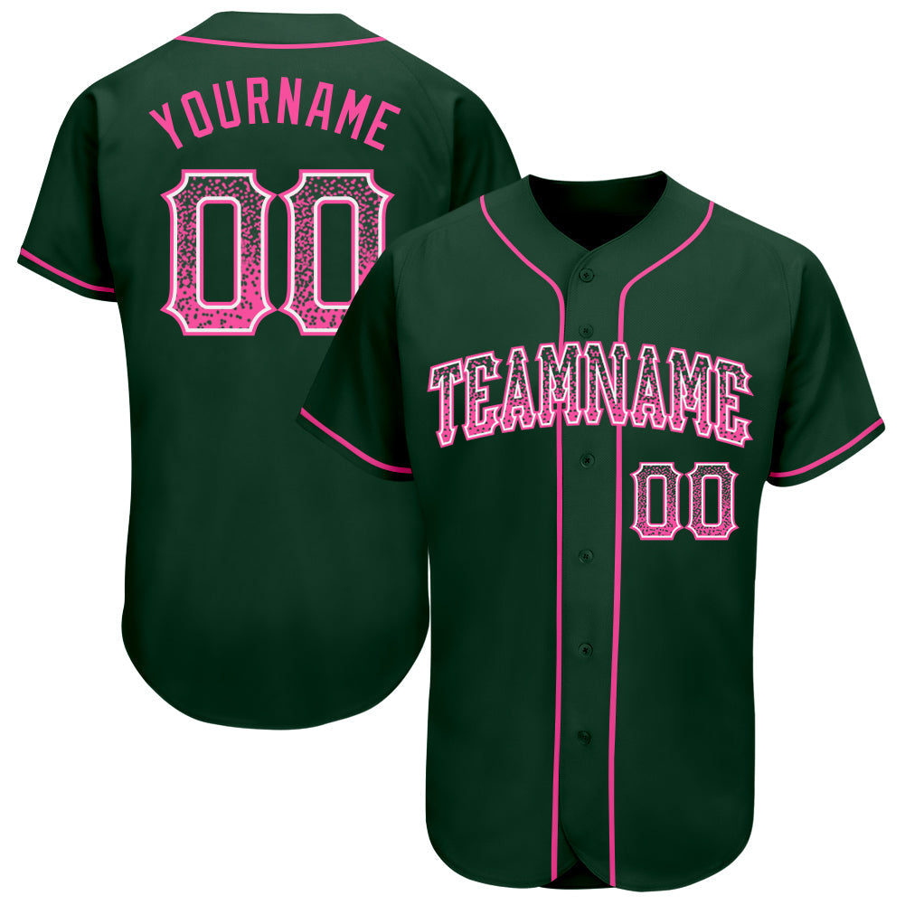 Custom Green Pink-White Authentic Drift Fashion Baseball Jersey - Main View