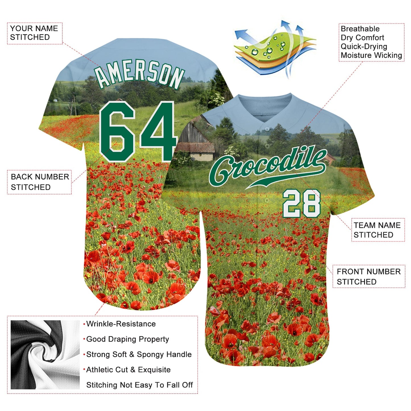 Custom Graffiti Pattern Red-Gold 3D Authentic Baseball Jersey view 3