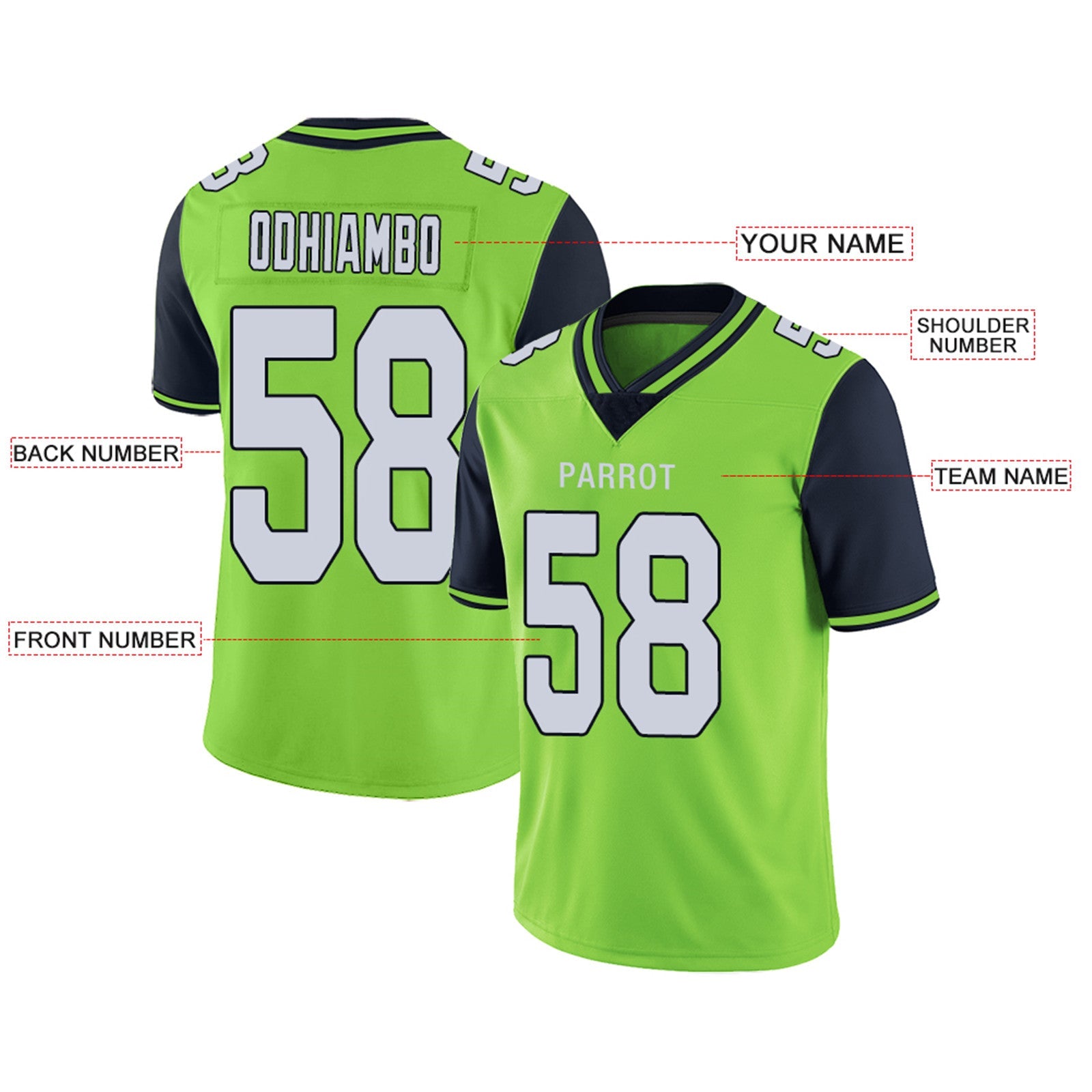 Custom S.Seahawks Football Jerseys Team Player or Personalized Design Your Own Name for Men's Women's Youth Jerseys Navy view 4