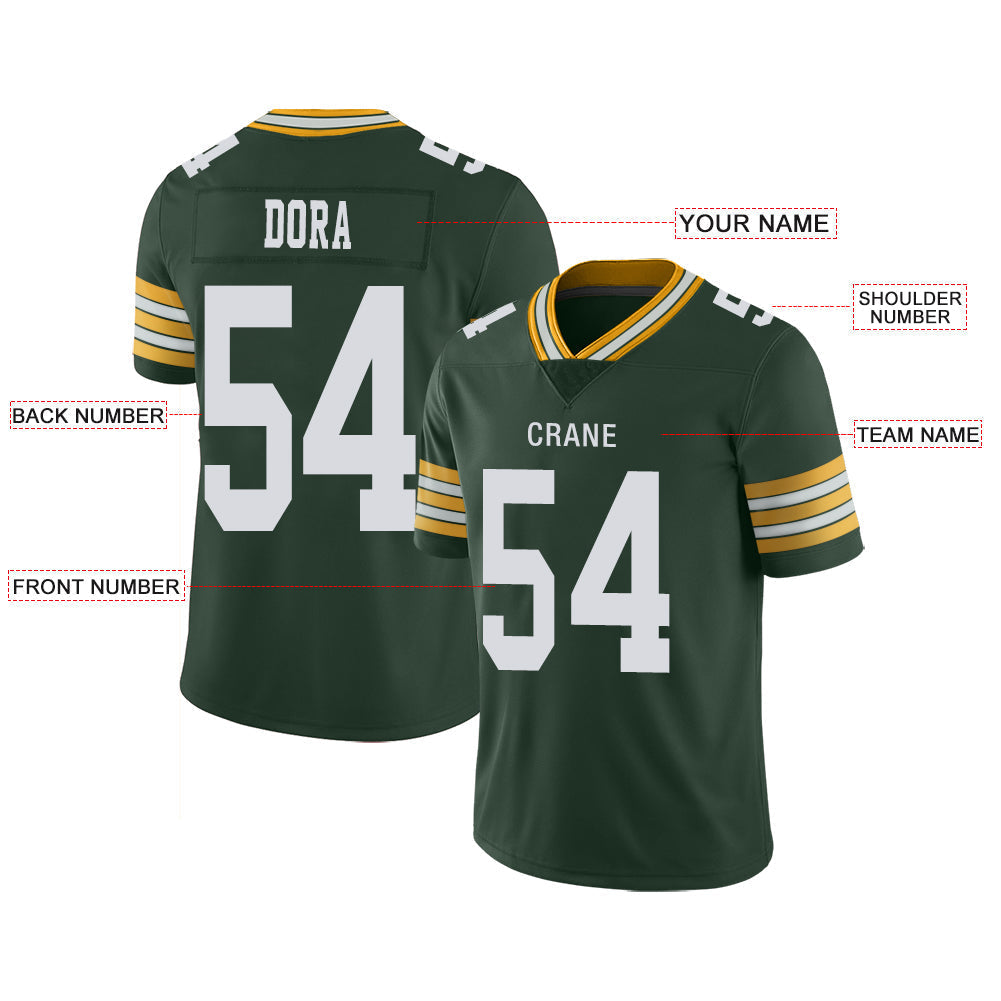 Custom GB.Packers Stitched American Football Jerseys Personalize Birthday Gifts Green Jersey view 2