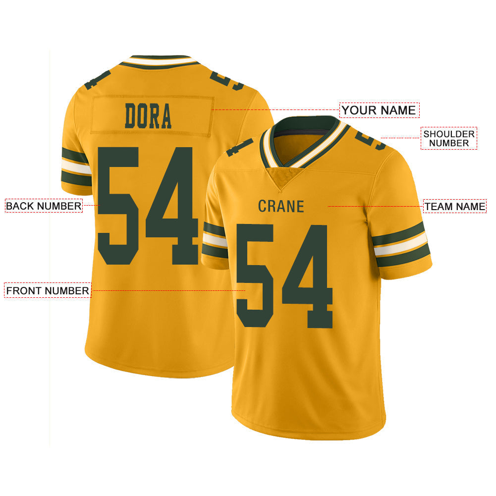 Custom GB.Packers Stitched American Football Jerseys Personalize Birthday Gifts yellow Jersey view 2