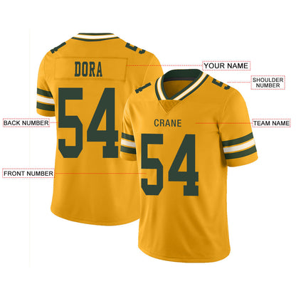 Custom GB.Packers Stitched American Football Jerseys Personalize Birthday Gifts yellow Jersey view 2