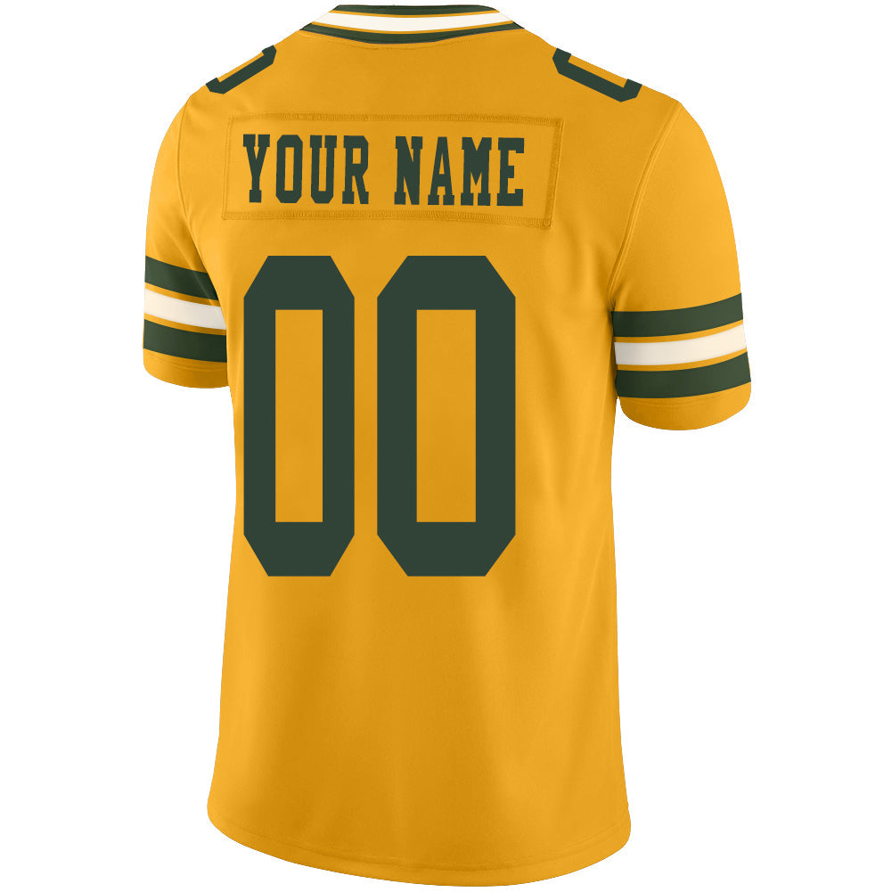 Custom GB.Packers Stitched American Football Jerseys Personalize Birthday Gifts yellow Jersey view 3