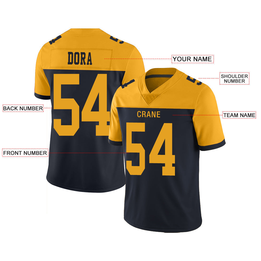 Custom GB.Packers Stitched American Football Jerseys Personalize Birthday Gifts Navy Jersey view 2