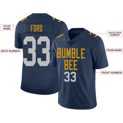 Custom GB.Packers Stitched American Football Jerseys Personalize Birthday Gifts Navy Jersey view 2