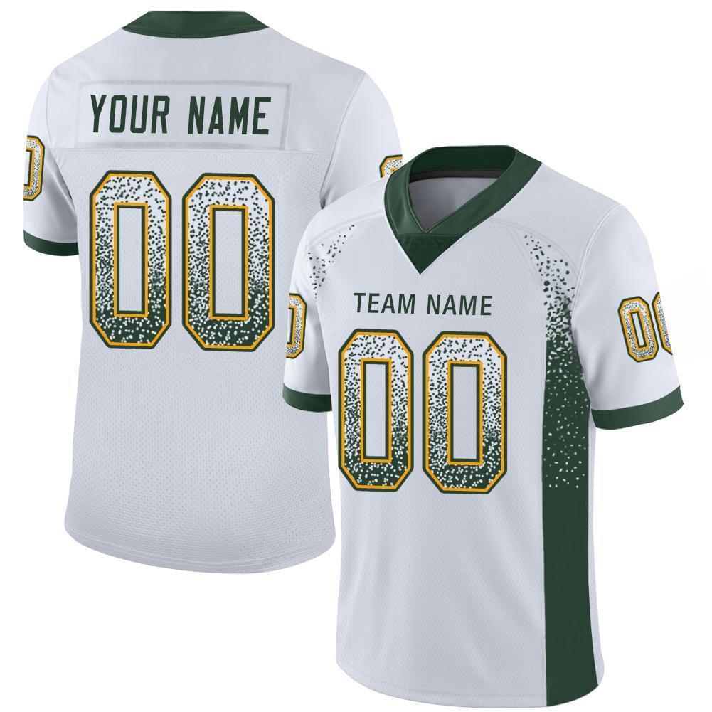 Custom White Green-Gold Drift Fashion Football Jersey - Main View