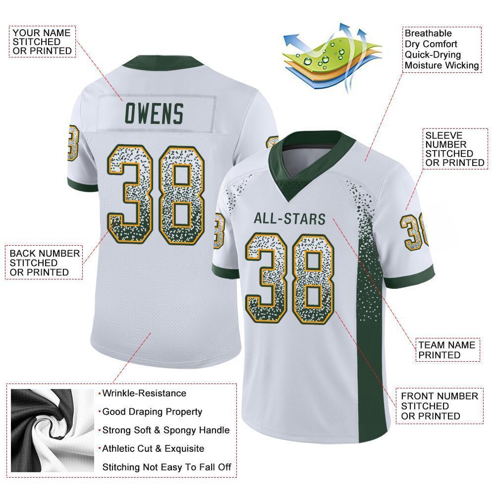 Custom White Green-Gold Drift Fashion Football Jersey view 3