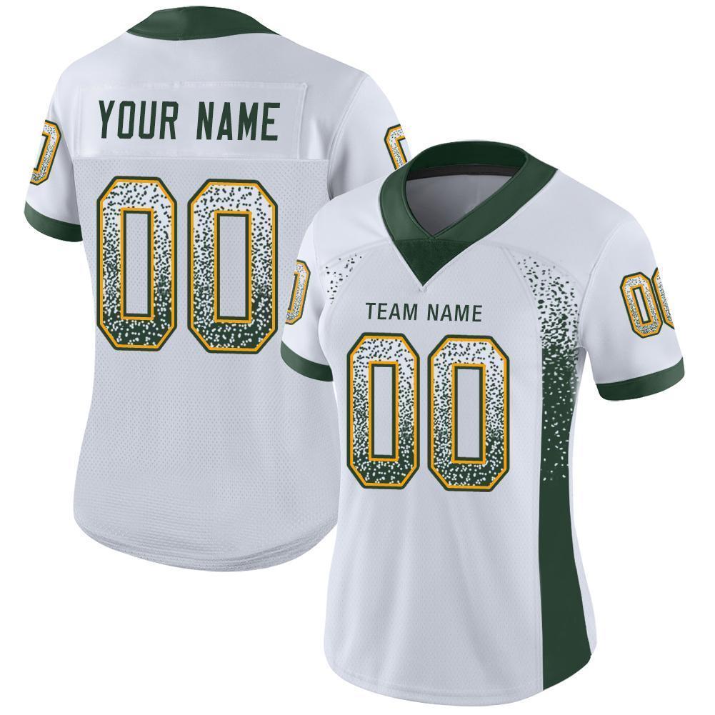 Custom White Green-Gold Drift Fashion Football Jersey view 2