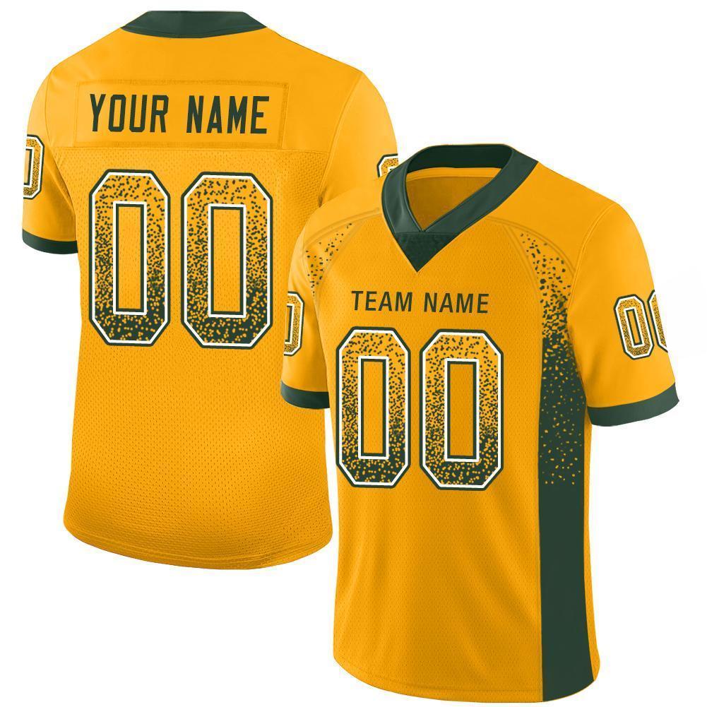 Custom Gold Green-White Drift Fashion Football Jersey - Main View