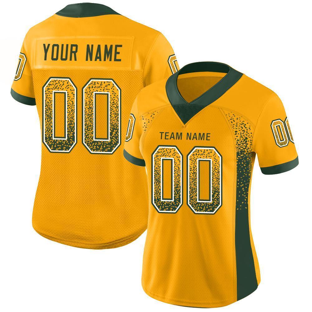 Custom Gold Green-White Drift Fashion Football Jersey view 2