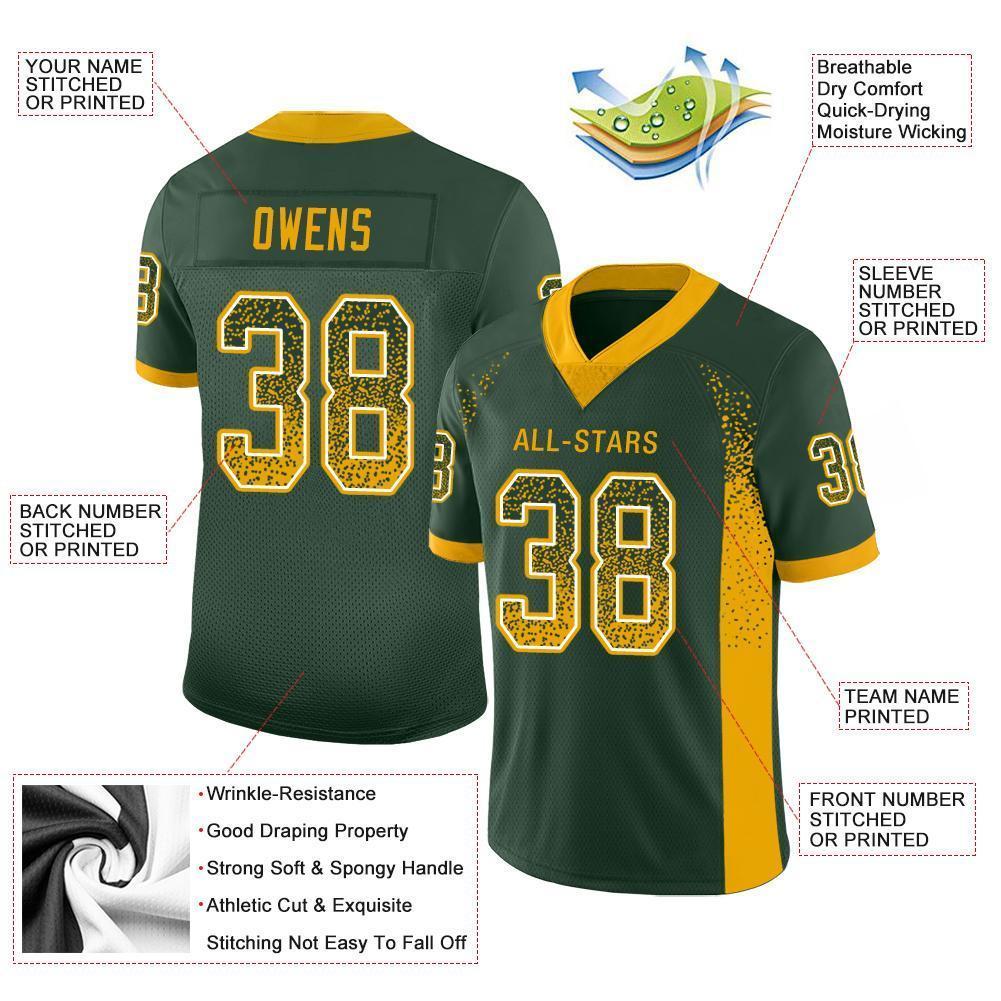 Custom Green Gold-White Drift Fashion Football Jersey view 3