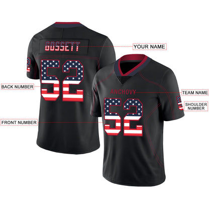 Custom H.Texans Stitched American Football Jerseys Personalize Birthday Gifts Black Jersey view 2