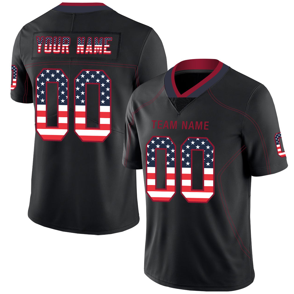Custom H.Texans Stitched American Football Jerseys Personalize Birthday Gifts Black Jersey - Main View