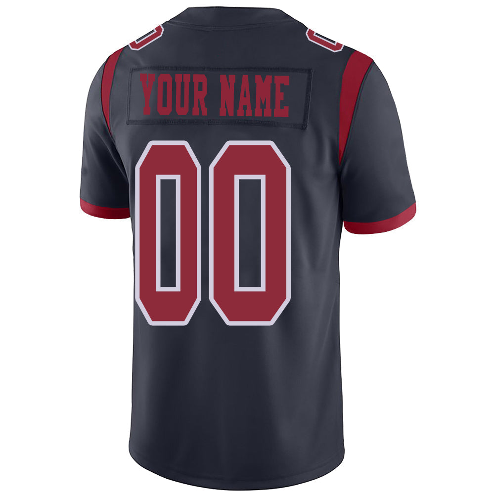 Custom H.Texans Stitched American Football Jerseys Personalize Birthday Gifts Navy Jersey view 3