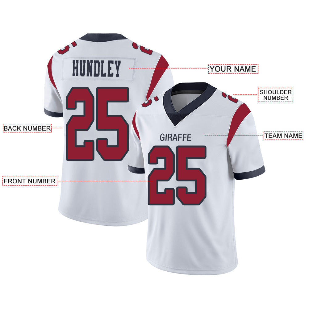 Custom H.Texans Stitched American Football Jerseys Personalize Birthday Gifts White Jersey view 2