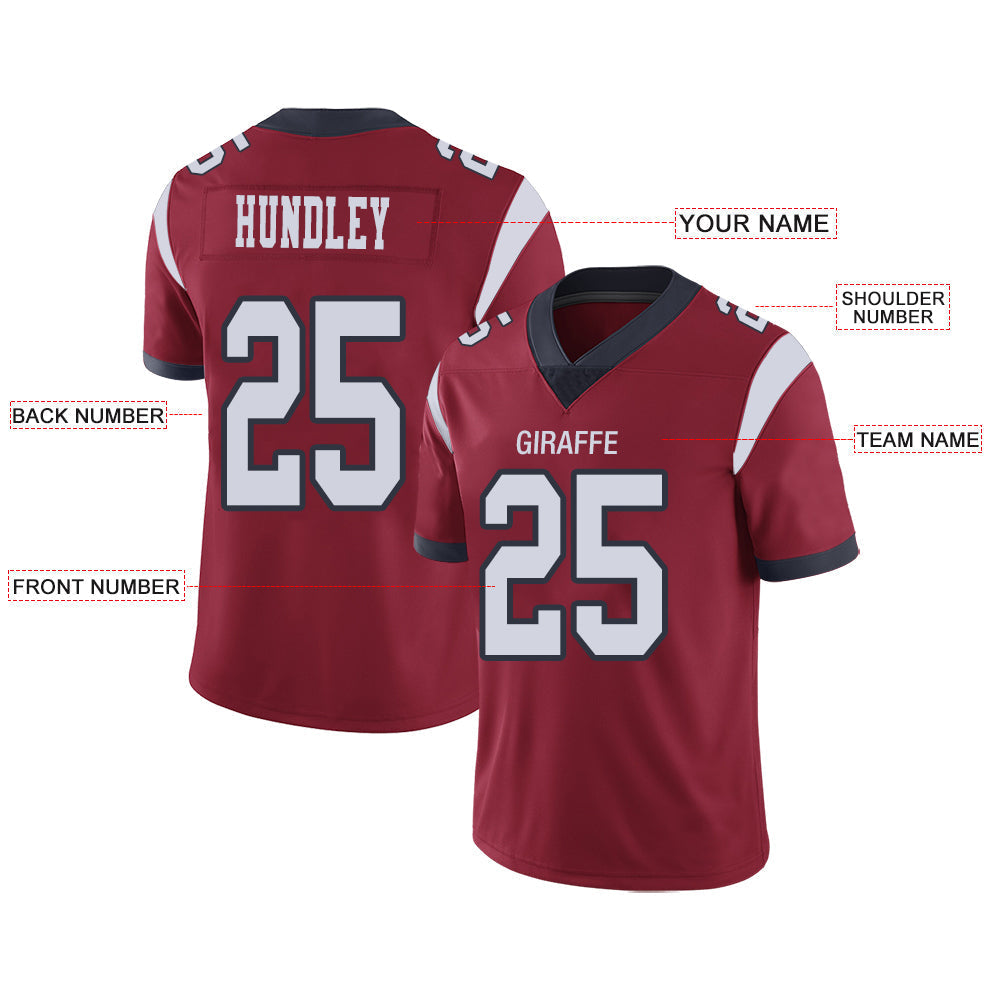 Custom H.Texans Stitched American Football Jerseys Personalize Birthday Gifts Red Jersey view 2