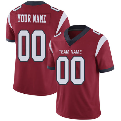 Custom H.Texans Stitched American Football Jerseys Personalize Birthday Gifts Red Jersey - Main View