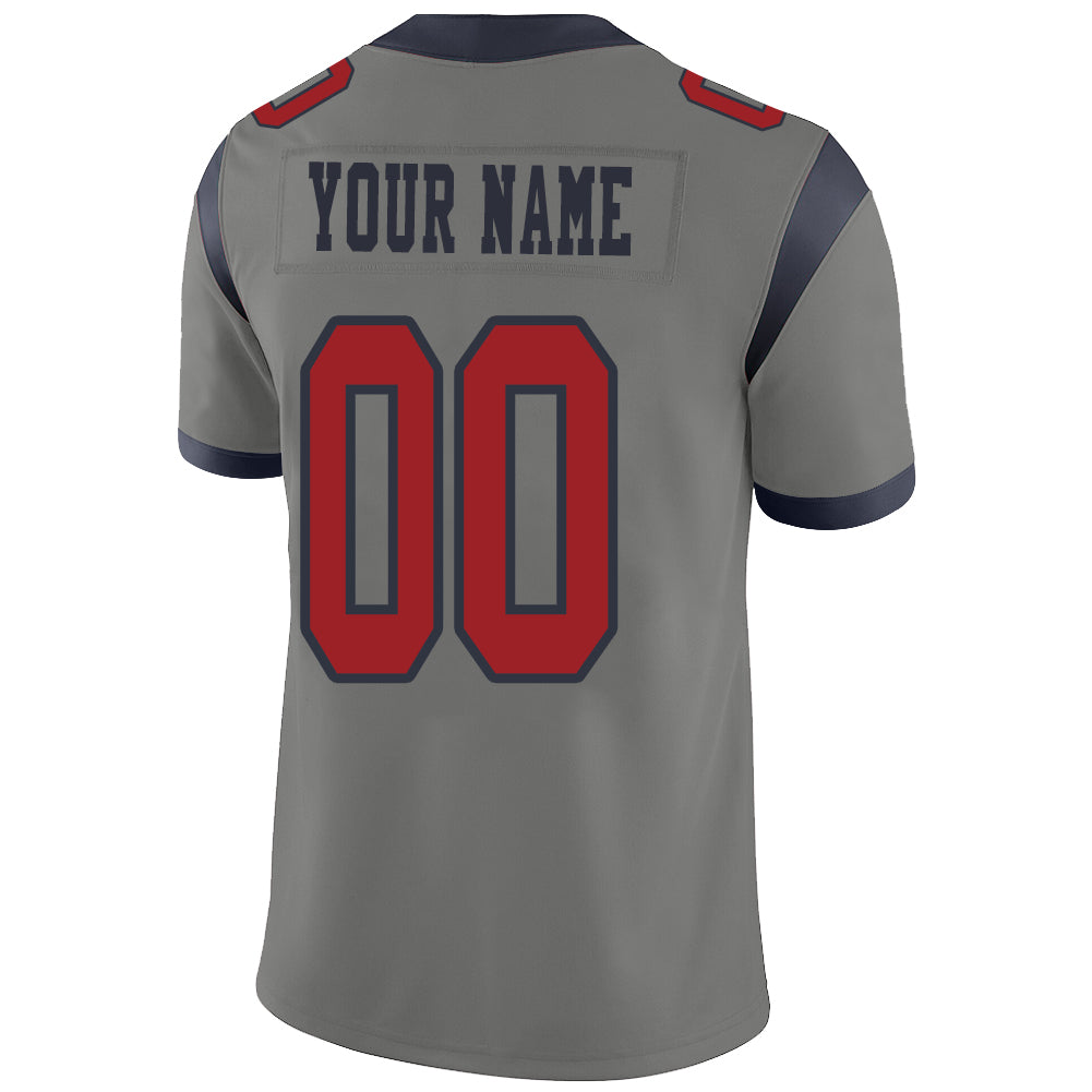 Custom H.Texans Stitched American Football Jerseys Personalize Birthday Gifts Grey Jersey view 3
