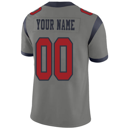 Custom H.Texans Stitched American Football Jerseys Personalize Birthday Gifts Grey Jersey view 3