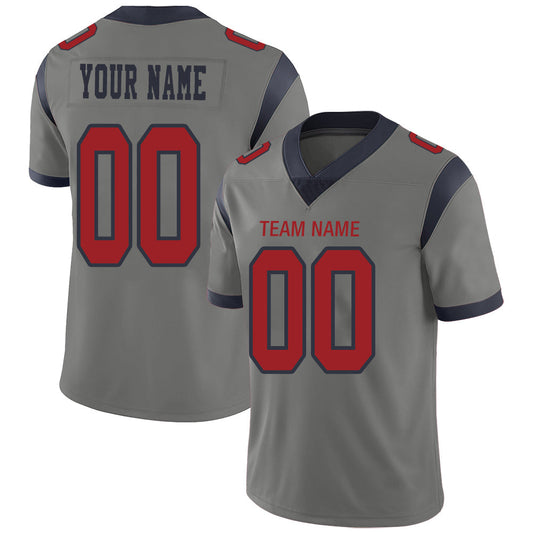 Custom H.Texans Stitched American Football Jerseys Personalize Birthday Gifts Grey Jersey - Main View