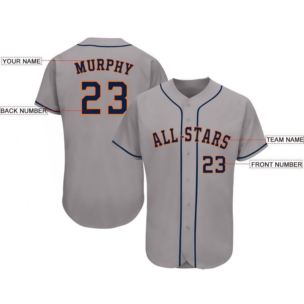 Custom Gray Navy-Orange Baseball Jersey view 3